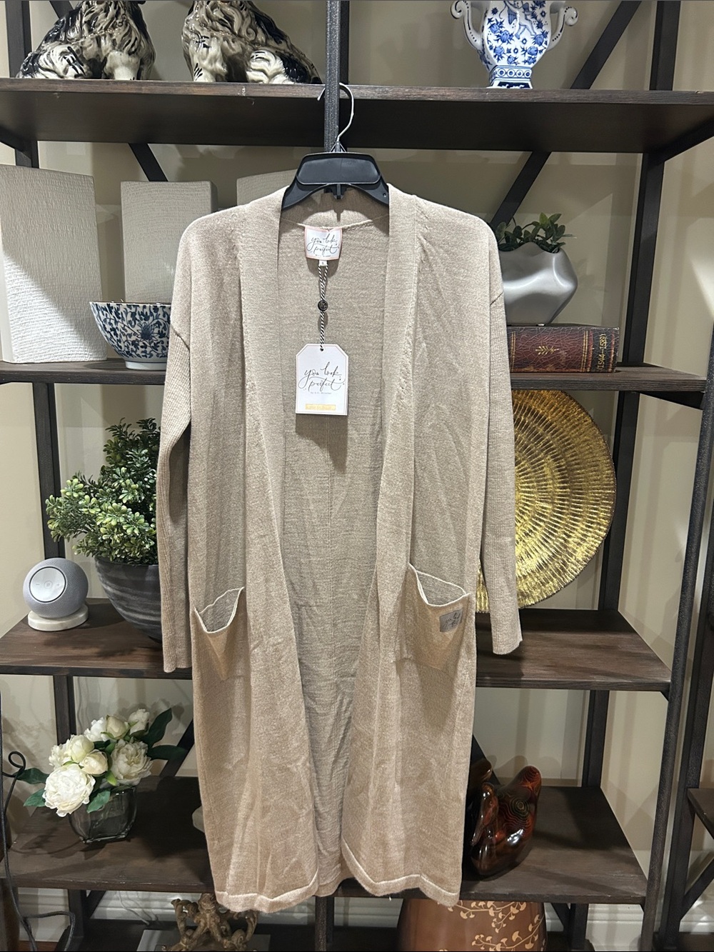 You Look Perfect small Lightweight Beige Open-Front Women's Cardigan Sweater